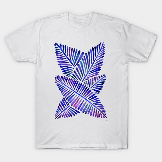 Indigo Banana Leaves T-Shirt by CatCoq